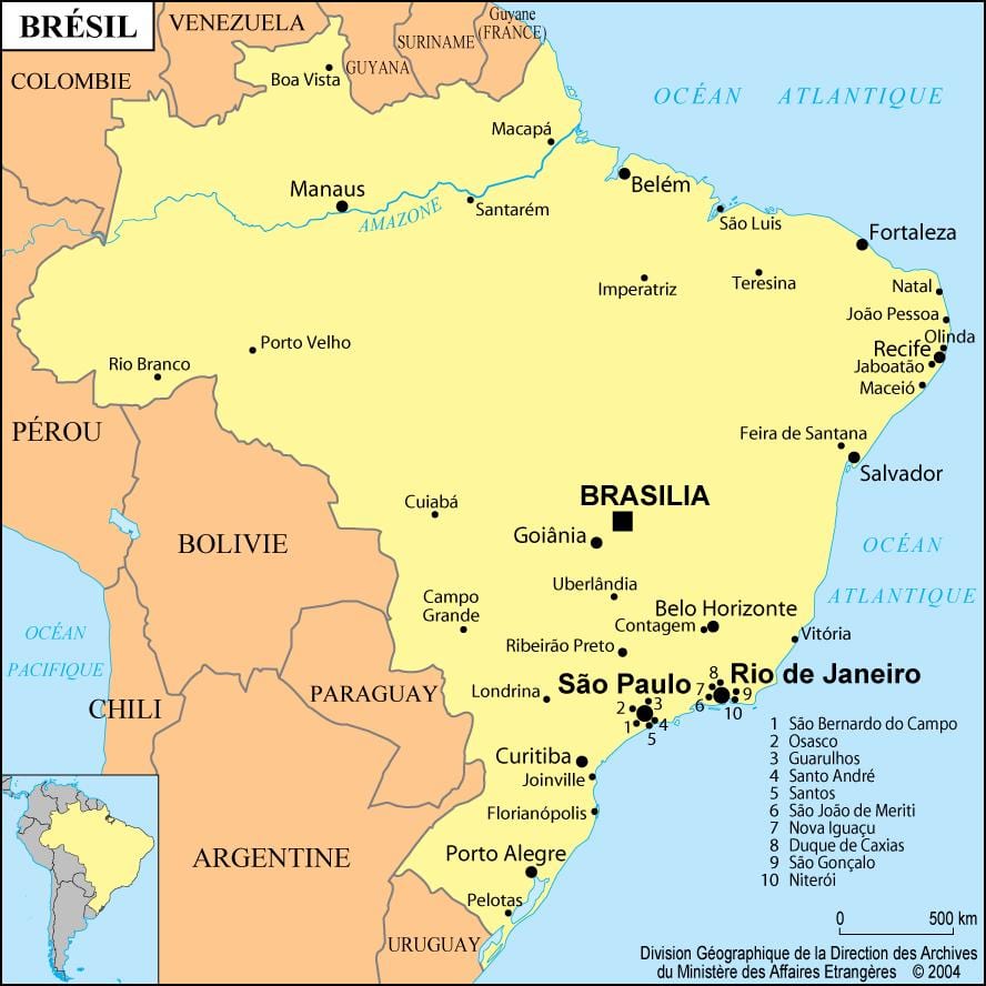 peta dari brasil menunjukkan Rio de Janeiro
