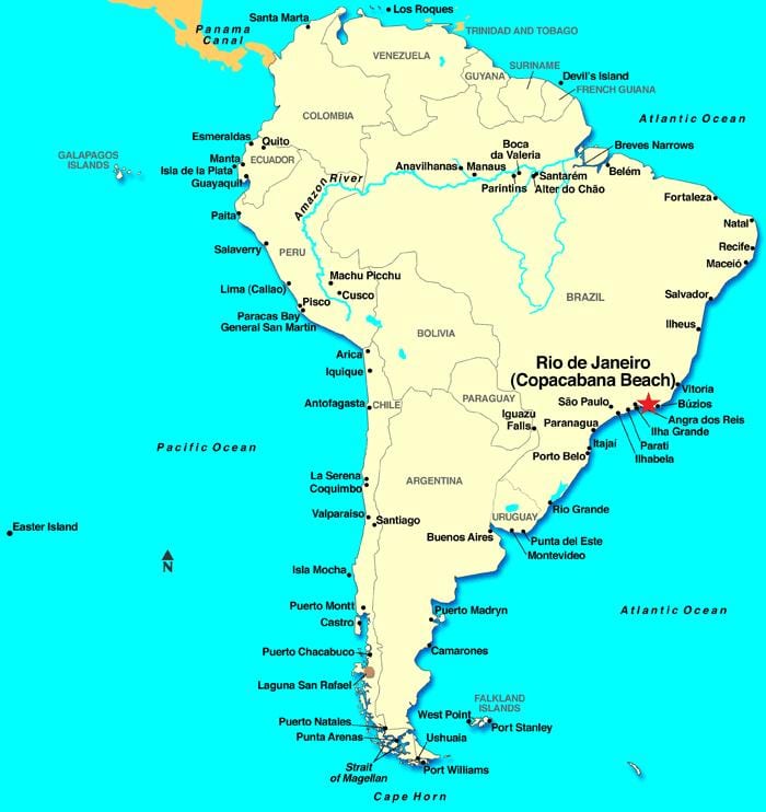 Rio de Janeiro peta amerika selatan