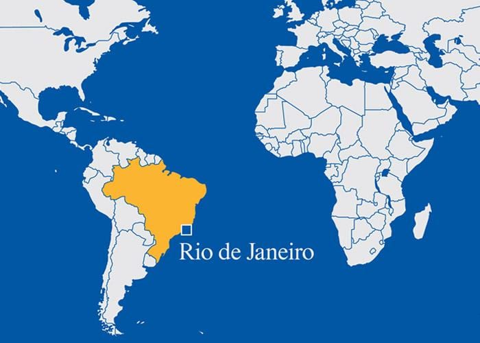 peta dunia yang menunjukkan Rio de Janeiro