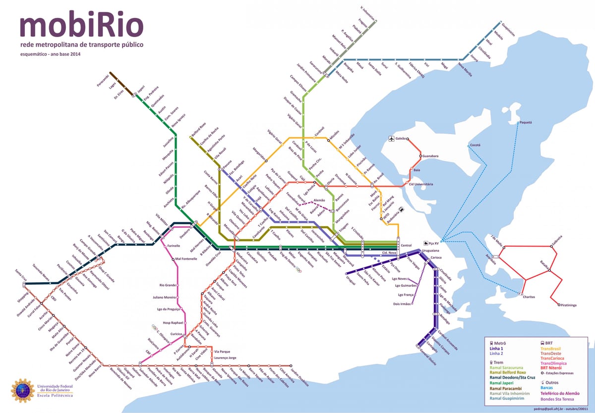 peta transportasi umum, Rio de Janeiro