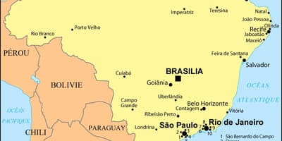 Peta dari brasil menunjukkan Rio de Janeiro