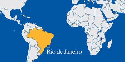 Peta dunia yang menunjukkan Rio de Janeiro